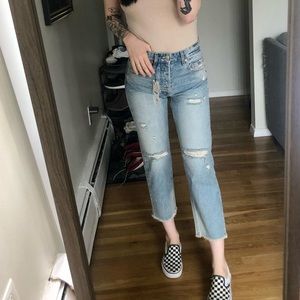 NWT Zara Straight Leg Ripped Jeans